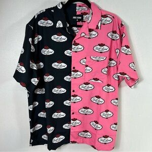 Full‎ Send Nelk Boys Split Rose Logo Shirt Pink Black Button Up Size Medium NWT